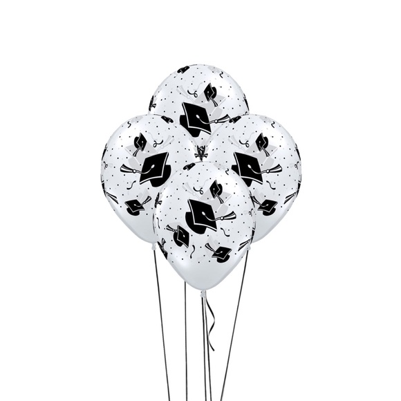 Set of 10 - Clear Graduation Print Latex Balloons - Picture 3 of 3